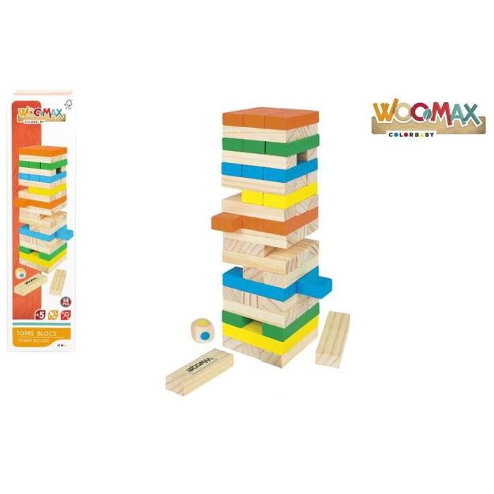 Torre blocs de madera 26 cm con 58 piezas (woomax) Torre blocs de madera 26 cm con 58 piezas (woomax)