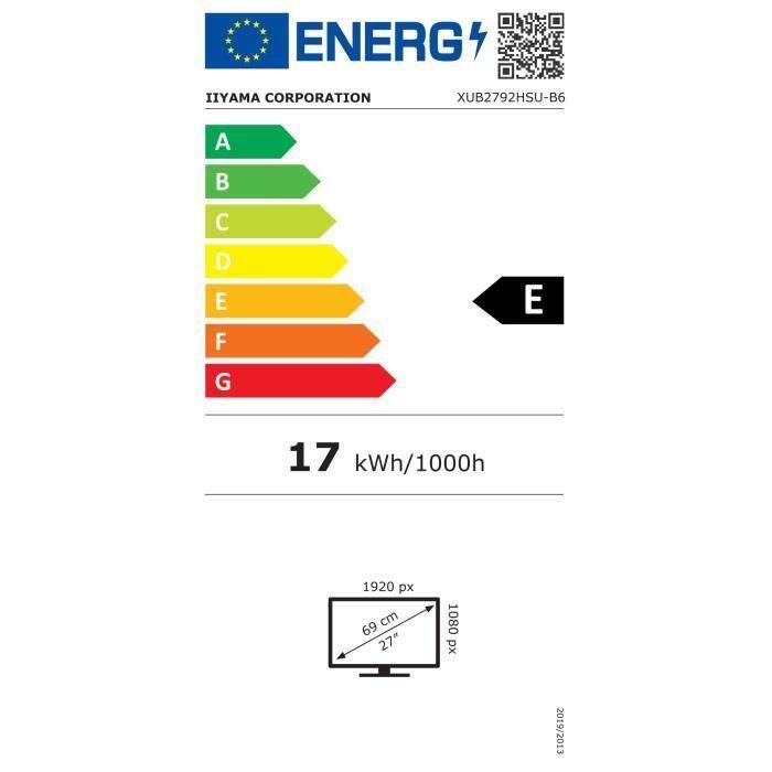 Pantalla de PC - IIYAMA PROLITE XUB2792HSU-B6 - 27 1920x1080 - Panel IPS - 0,4ms - 100Hz - HDMI / DisplayPort - Altura regulable + Pivote 3