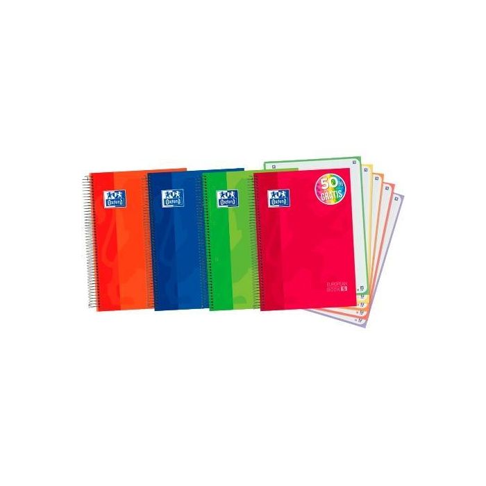 Oxford Cuaderno Classic Europeanbook 5 Write&Erase A4+ 120H Microperforado 5x5 Tapa Extradura Colores Vivos (5 Unidades) (5 Unidades)