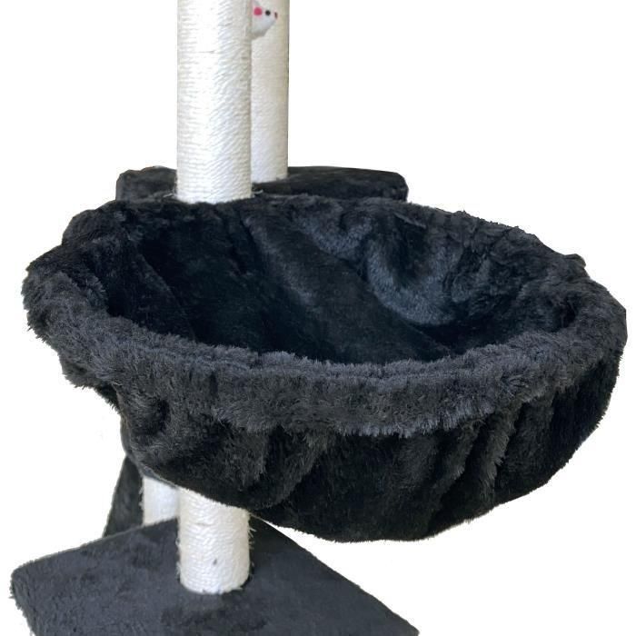 JIPSY ALC14 Árbol para gatos mediano, con nicho y percha, 3 plataformas, Negro, 79x34x138 cm 5 JIPSY ALC14 Árbol para gatos mediano, con nicho y percha, 3 plataformas, Negro, 79x34x138 cm 5