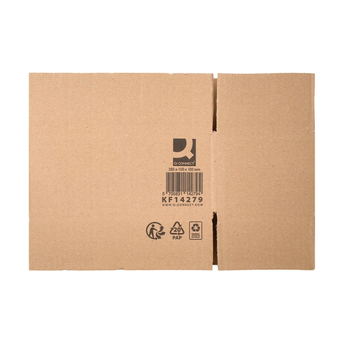 Q-connect Caja embalar americana carton reciclado canal simple 5 mm color kraft 250x150x100 mm 1