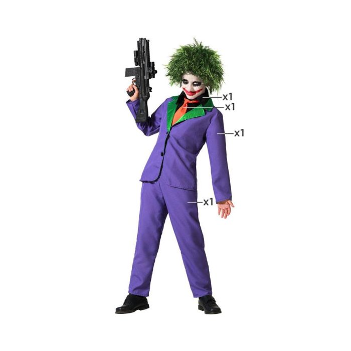 Disfraz Payaso Morado Halloween Niño Infantil 7-9 Años Disfraz Payaso Morado Halloween Niño Infantil 7-9 Años