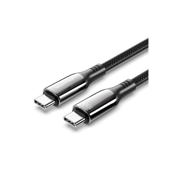 Vention CTKBH Cable USB 2.0 Tipo-C a Tipo-C Macho 100W 5A 480Mbps 2m Negro Algodón Trenzado