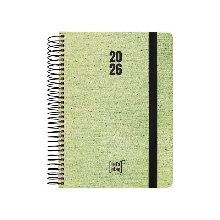 Agenda Anual (2026) Grafoplas Ecojeans Espiral Tapa Extradura Con Goma A5 210X145 D/P Verde