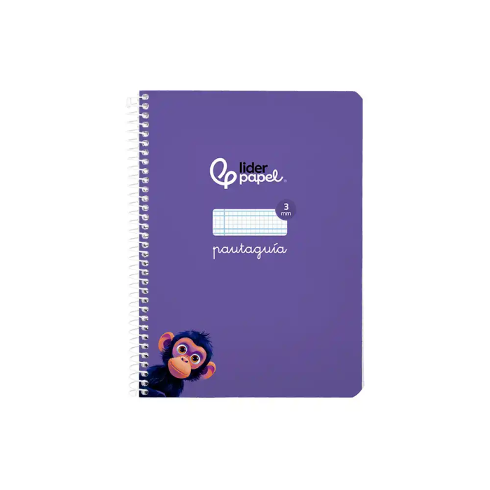 Liderpapel Cuaderno Espiral Pautaguía A5, Tapa Blanda, 40 Hojas 75gr, Cuadro Pautado 3mm, Color Lila 1