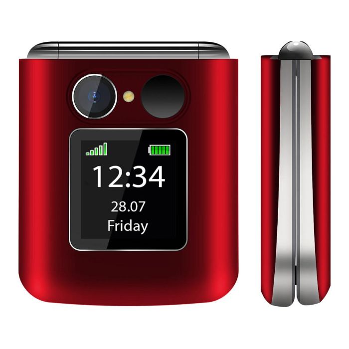 Beafon Fold 10 Teléfono Plegable para Mayores con Botones Grandes, Pantalla Externa, Rojo Plata 1