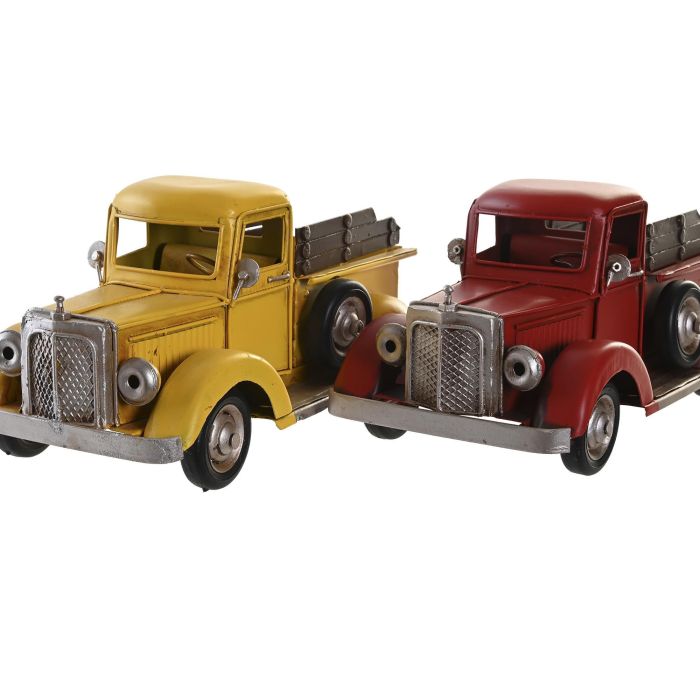 DKD Home Decor Vehiculo Decoracion Vintage Amarillo Rojo Metal 25 x 11.5 x 11 cm (4 Unidades) 1