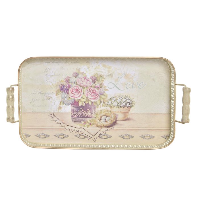 Bandeja Shabby DKD Home Decor Rosa 21 x 8 x 40 cm Set de 3 2