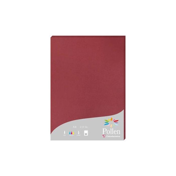 Papel Clairefontaine Pollen A4 210G 25H Burdeos