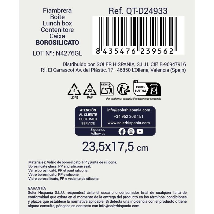 Fiambrera Rectangular Quttin 2 Compartimentos 23.5 x 17.7 cm 1.4L (6 Unidades) 3 Fiambrera Rectangular Quttin 2 Compartimentos 23.5 x 17.7 cm 1.4L (6 Unidades) 3