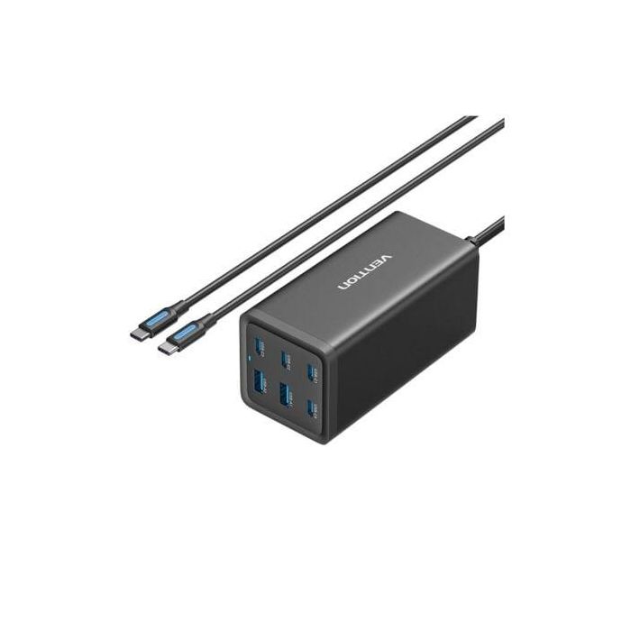 Vention FENB0-EU Cargador de escritorio USB de 6 puertos 200W (4x USB-C, 2x USB-A) Negro Vention FENB0-EU Cargador de escritorio USB de 6 puertos 200W (4x USB-C, 2x USB-A) Negro