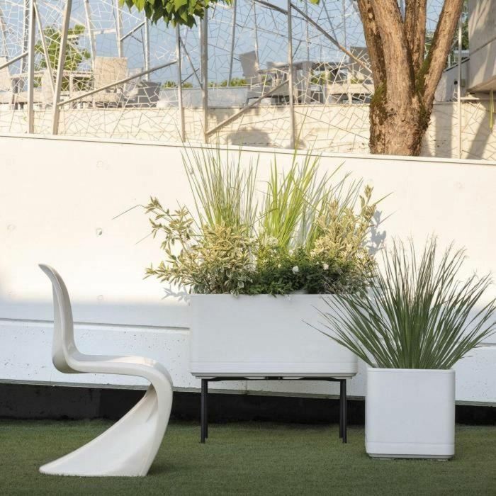 Deroma Maceta Cubo Cosmo Perla con Reserva de Agua y Ruedas - 38 cm 3