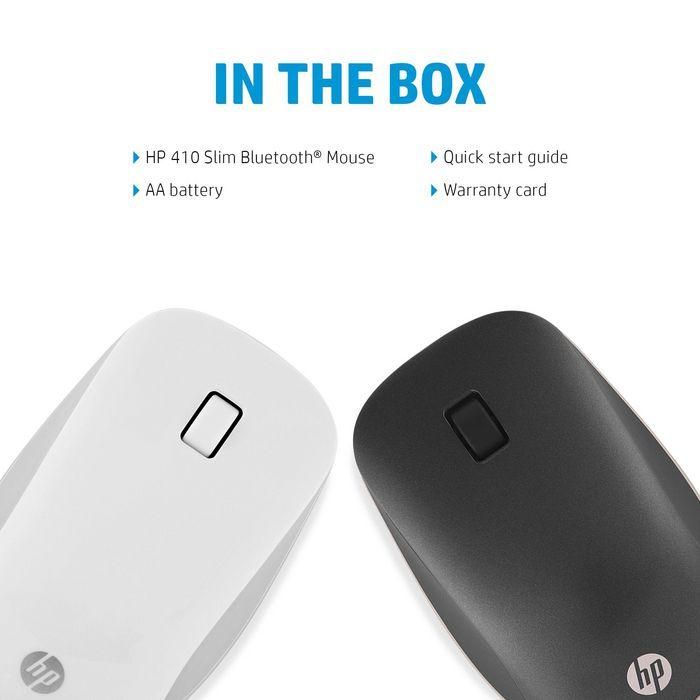 HP 410 Slim Mouse Bluetooth Plateado para Cualquier Superficie, Cualquier Sistema Operativo, Duración Batería 12 Meses
