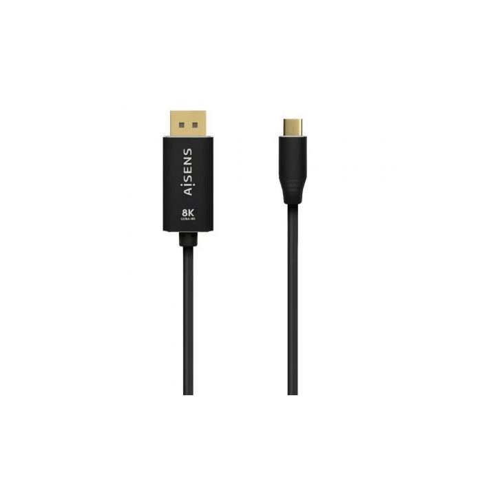 AISENS - CABLE CONVERSOR ALUMINIO USB-C A DISPLAYPORT 8K@60HZ, USB-C/M-DP/M, NEGRO, 0.8M