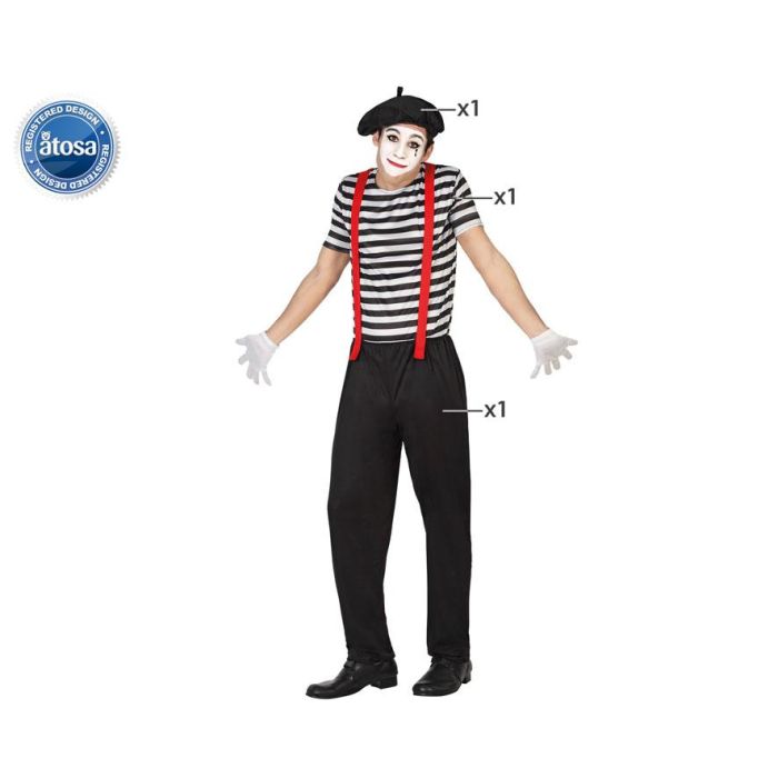 Disfraz Mimo Hombre Adulto Blanco Negro XL 0 Disfraz Mimo Hombre Adulto Blanco Negro XL 0