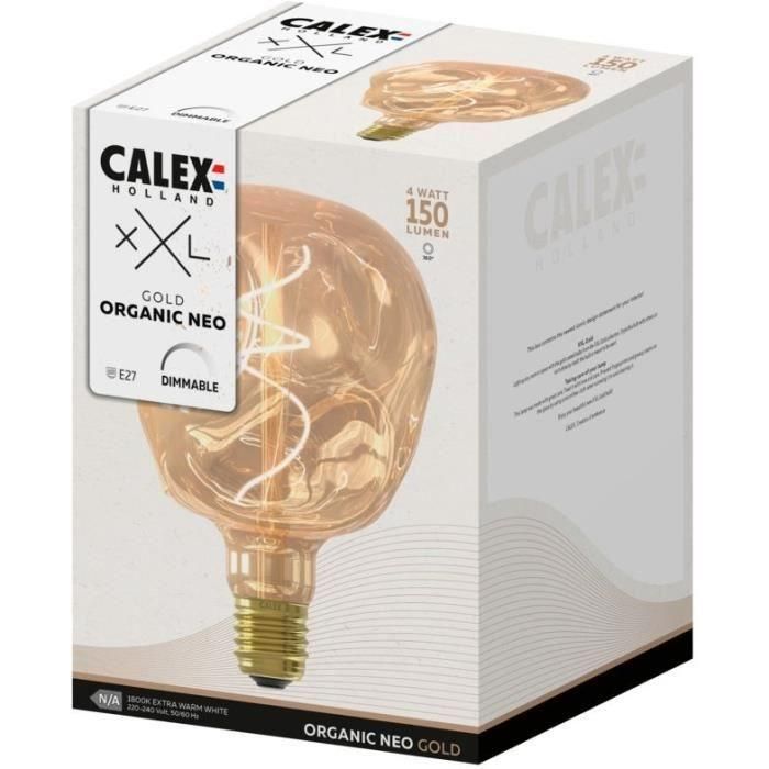 Bombilla LED E27 - CALEX - G125 NEO ORGANIC - Filamento flexible - 4 W - 150 lm - 1800 K - Regulable - Oro 3