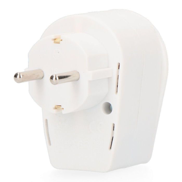 Edm Clavija con Protección Térmica para Enchufe Tipo F (Retractilada) Schuko 10A 4.8mm Blanco