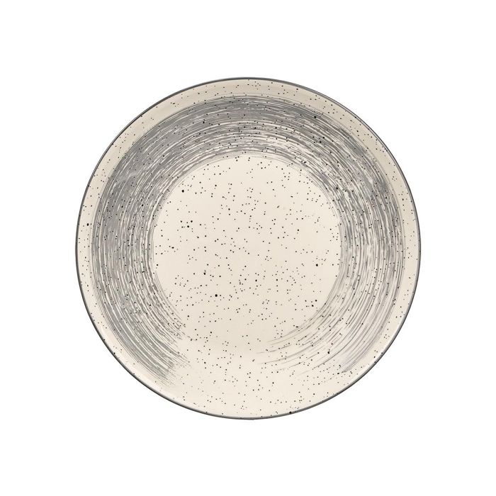 Vessia Plato Llano Patinado de Cerámica (Porcelana), Gris/Blanco, 26 cm de Diámetro, 2 cm de Alto (Set de 24)