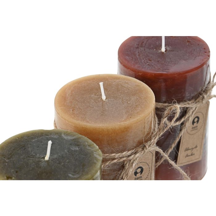 DKD Home Decor Vela de Cera 300 gr 55 horas Mostaza Verde Burdeos 6.8x10x6.8 cm Pack 12 Unidades Surtido Aleatorio 2