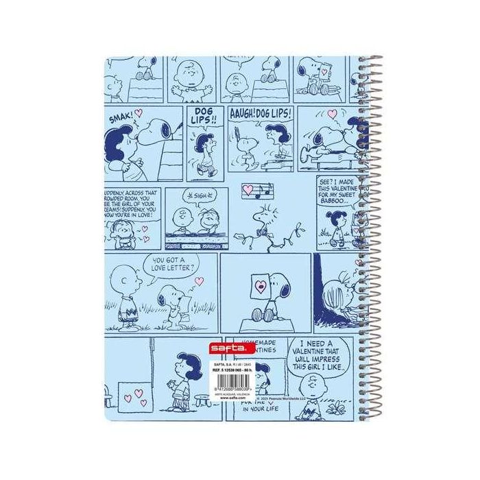 Safta Cuaderno Espiral Cuarto Tapa Extradura 80 Hojas Cuadro 4 mm 60 gr Snoopy Love 1 Safta Cuaderno Espiral Cuarto Tapa Extradura 80 Hojas Cuadro 4 mm 60 gr Snoopy Love 1