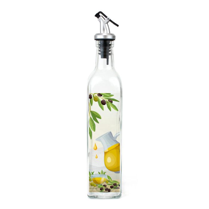 Inde Aceitera de Vidrio 750 ml con Tapón ABS La Mediterránea - Botella de Aceite para Cocina (24 Unidades)