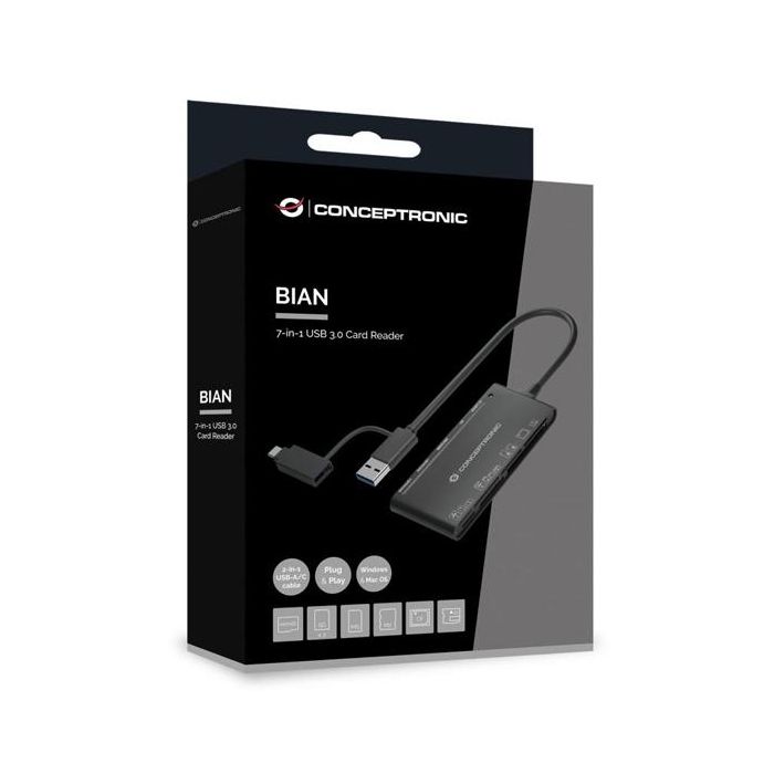 Lector de Tarjetas Conceptronic BIAN03B Negro 3 Lector de Tarjetas Conceptronic BIAN03B Negro 3