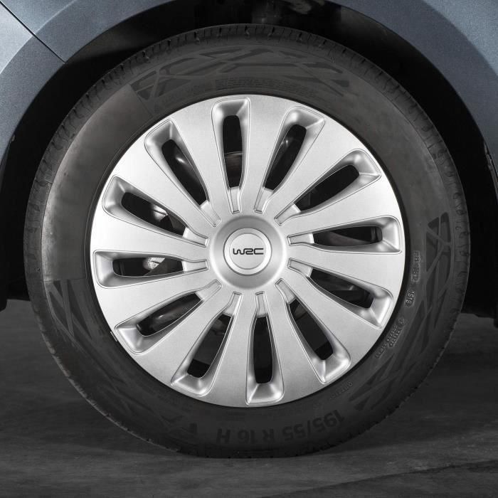 WRC SEPANG Tapacubos para Ruedas de 14 pulgadas Juego de 4 Gris Metalizado Lacado Alto Brillo - Diseño Deportivo y Moderno 5