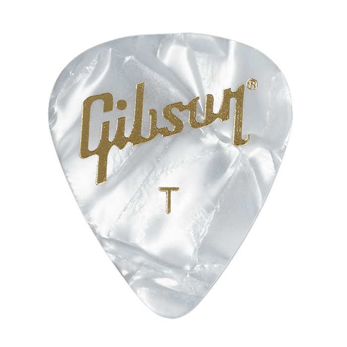 Gibson Pack 12 Púas de Guitarra Blanco Perlado Thin