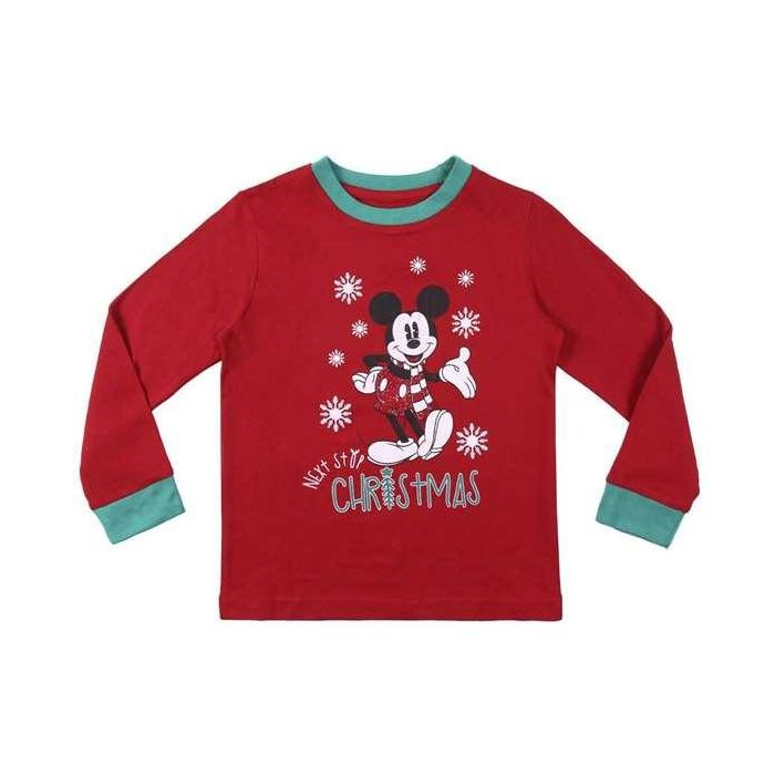 Cerdá Pijama de manga larga y single jersey con diseño de Mickey para niños de 6 años, color Rojo 2