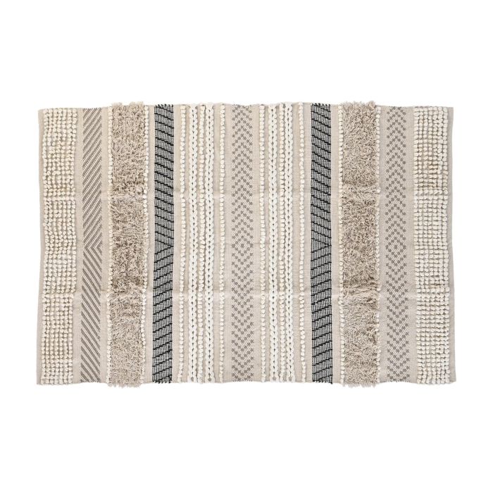DKD Home Decor Alfombra Boho de Algodón Beige y Negro 120 x 180 cm - Estilo Étnico para Salón/Dormitorio