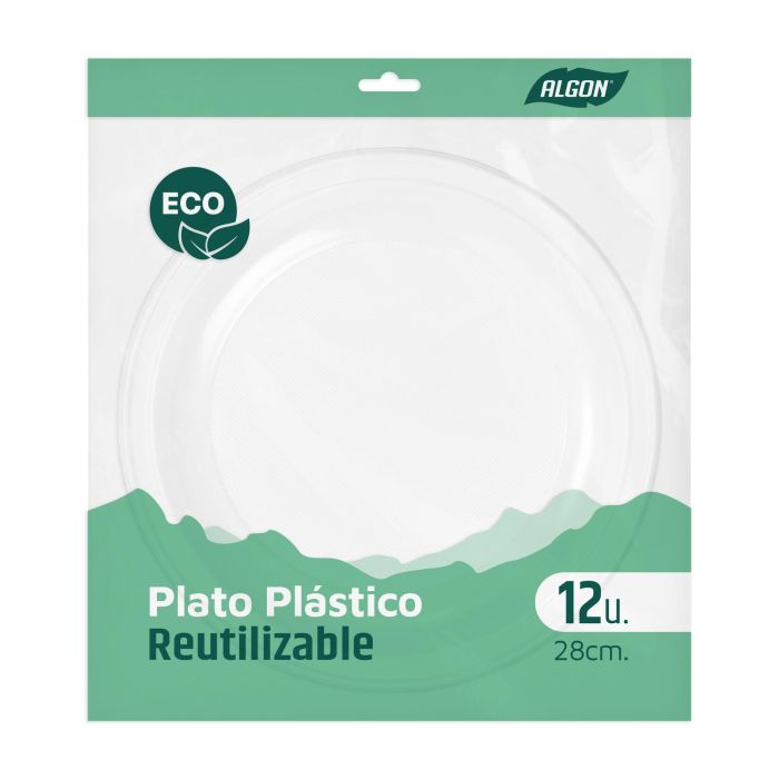 Set de 12 platos redondos ecológicos de plástico Algon 28 cm (24 Cajas) 1 Set de 12 platos redondos ecológicos de plástico Algon 28 cm (24 Cajas) 1