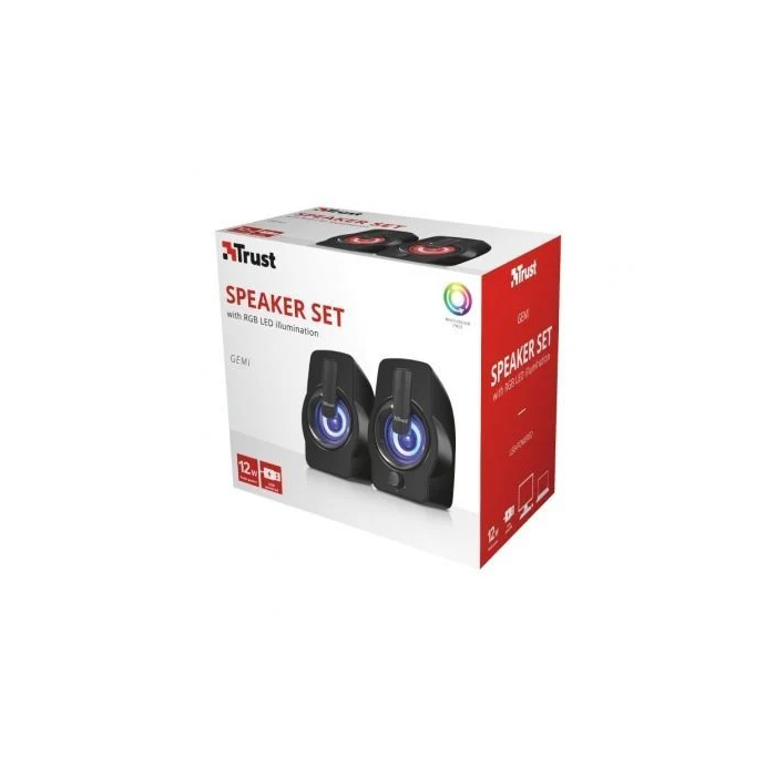 Trust Altavoces Gemi RGB 22948 / 12W / 2.0 Compactos con Iluminación LED RGB para PC y Portátil 3