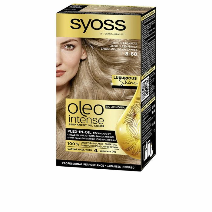 Syoss OLEO INTENSE tinte sin amoniaco 8 Rubio Claro - Tinte para cabello con color intenso y brillo lujoso