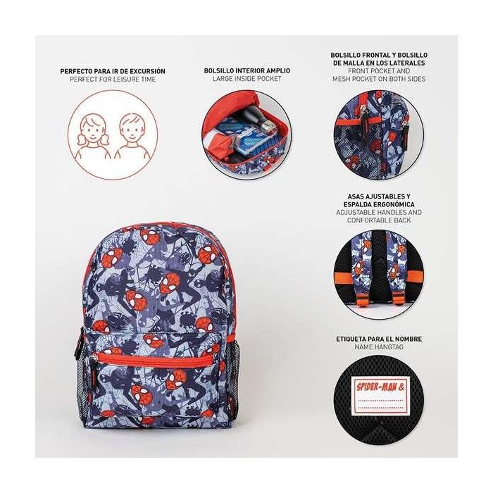 Mochila infantil tiempo libre estampado spiderman 23.0 x 33.0 x 9.0 cm 2