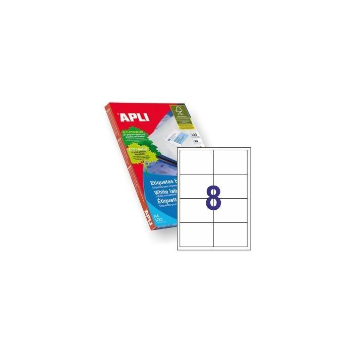 Apli Etiquetas Adhesivas 97x67,7 mm Inkjet-Láser C-Rectos 8 X 100H Blanco Apli Etiquetas Adhesivas 97x67,7 mm Inkjet-Láser C-Rectos 8 X 100H Blanco