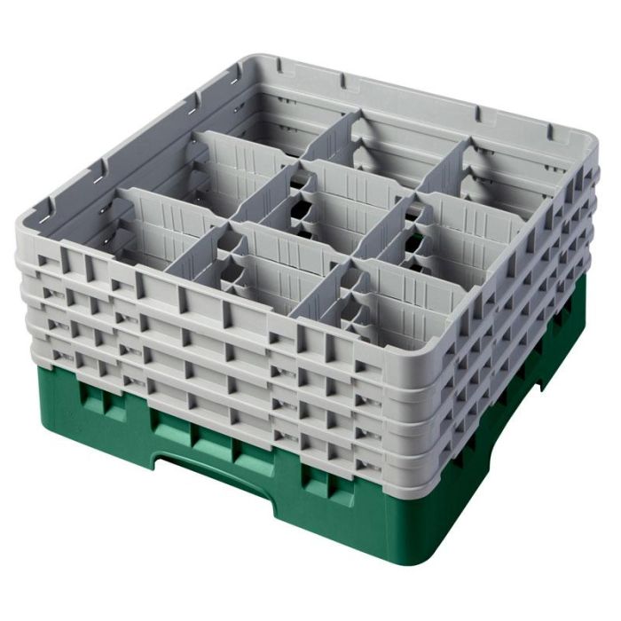 CAMBRO - 9S800-151 - Cesta de lavado 9 comp. 4 alturas - 14,8 cm Ø máx. - alt. máx. 21,7 cm - 50 x 50 x 26,7 cm - Gris claro