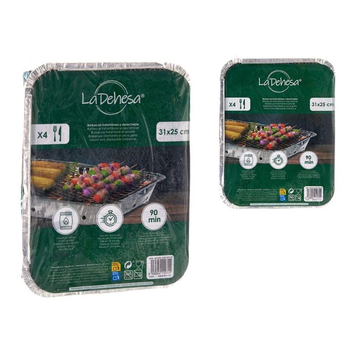 Barbacoa desechable La Dehesa 31 cm - Acero inoxidable, aluminio, carbón (12 Unidades) 2 Barbacoa desechable La Dehesa 31 cm - Acero inoxidable, aluminio, carbón (12 Unidades) 2