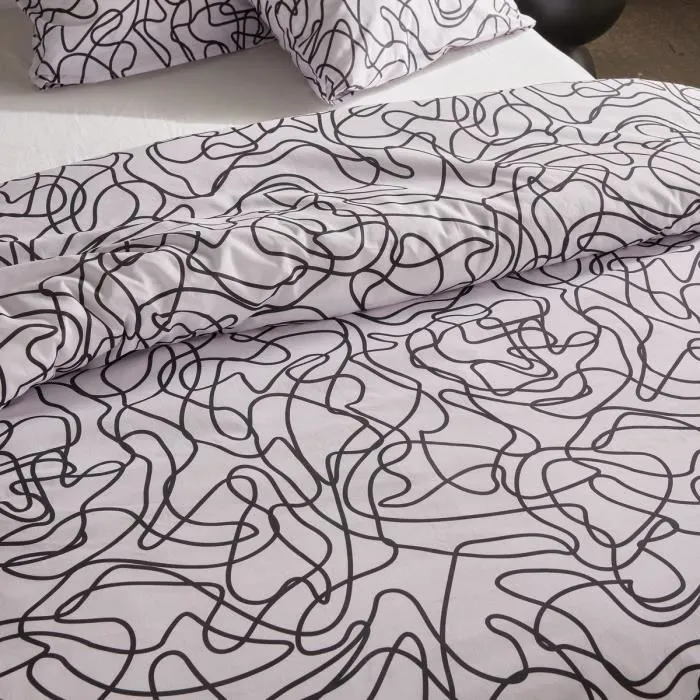 Today TOD3574641288884 Juego de Cama Estampado Gráfico para 2 Personas 220 x 240 cm Blanco 1