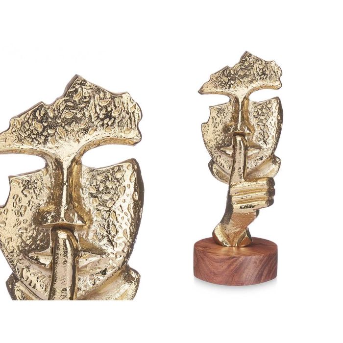 Figura Metal Silencio Oro Giftdecor 12x29x11 cm - Soporte Madera (6 Unidades) Figura Metal Silencio Oro Giftdecor 12x29x11 cm - Soporte Madera (6 Unidades)