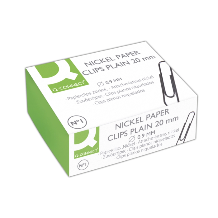 Q-connect Clips niquelados nº1 20 mm caja de 100 unidades 1 Q-connect Clips niquelados nº1 20 mm caja de 100 unidades 1