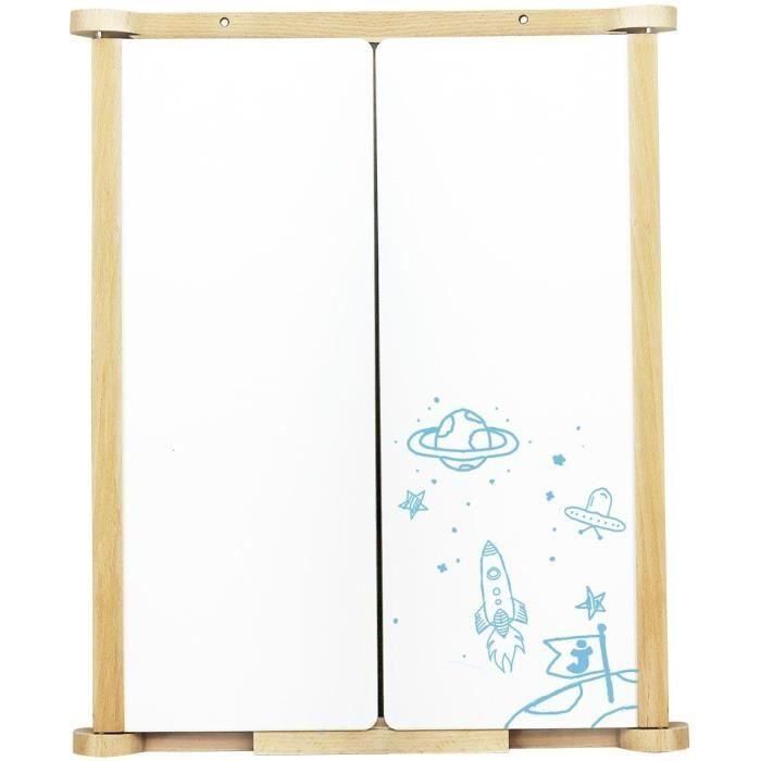 Tríptico Cuadro Mural en Madera Natural - JEUJURA - Persianas Centrales de Pizarra y Tiza/Fieltro, Accesorios Incluidos, 82x56 cm 1 Tríptico Cuadro Mural en Madera Natural - JEUJURA - Persianas Centrales de Pizarra y Tiza/Fieltro, Accesorios Incluidos, 82x56 cm 1