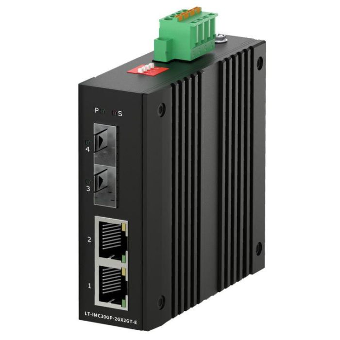 Ernitec Convertidor de medios PoE industrial Gigabit compacto con transmisión UTP extra larga de 250m
