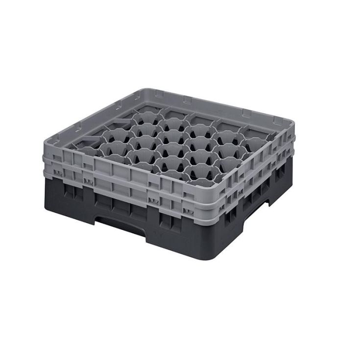 CAMBRO - 30S434-110 - Cesta de lavado 30 comp. 2 alturas - 7,84 cm Ø máx. - alt. máx. 13,5 cm - 50 x 50 x 18,4 cm - Negro