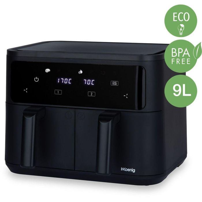 Hkoenig Freidora sin aceite FRY900 - Capacidad 9 L (Doble tanque 4.5 L) - 8 programas de cocción - 2400 W 3 Hkoenig Freidora sin aceite FRY900 - Capacidad 9 L (Doble tanque 4.5 L) - 8 programas de cocción - 2400 W 3