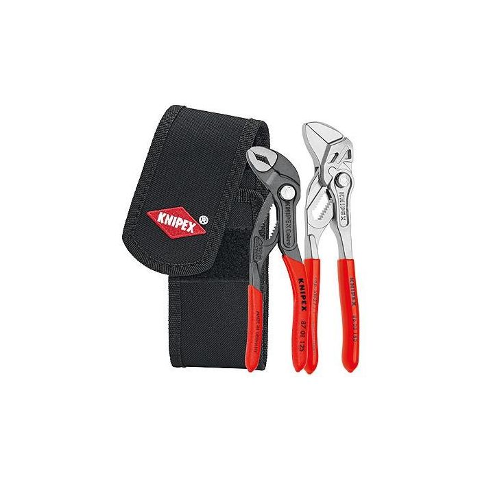 Knipex 00 20 72 V01 - Juego de alicates minis en estuche para cinturón, 2 piezas, mangos rojos, 350 g