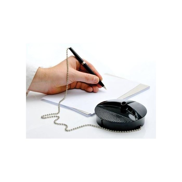 Fellowes Bolígrafo Con Peana Negro, Base Antideslizante, Protección Antibacteriana Microban®, Incluye Recarga Azul, Ref. 0911502 1