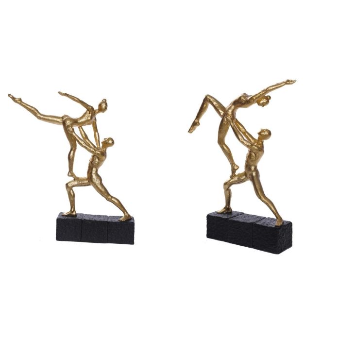 DKD Home Decor Figura Moderna Gimnastas Resina Dorado y Negro 25.5 cm Alto Pack 2 Unidades