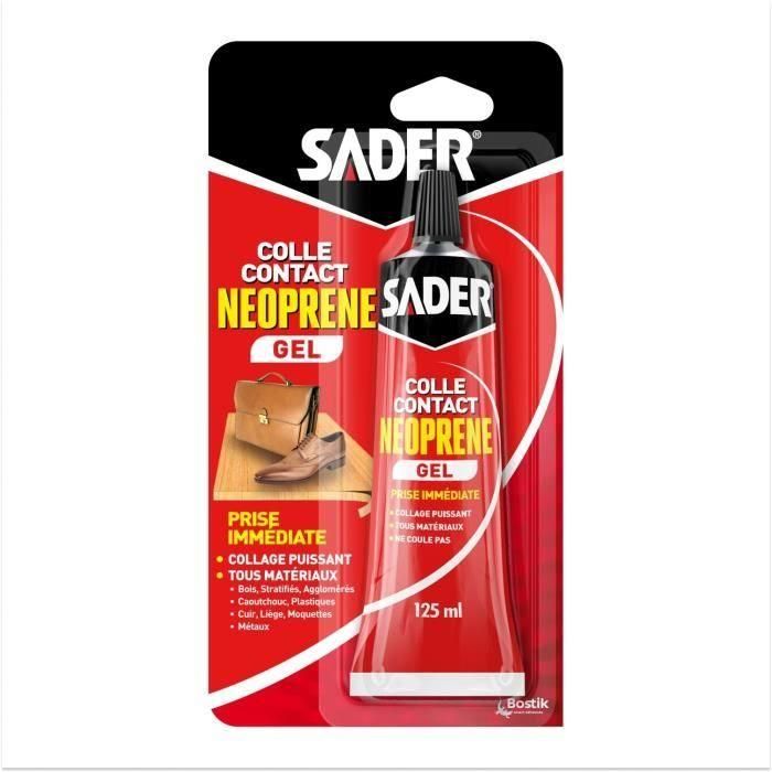 SADER SAD3184410200711 Adhesivo de Contacto Neopreno en Gel Extrafuerte para Todo Tipo de Materiales Adhesión Inmediata Tubo 125 ml