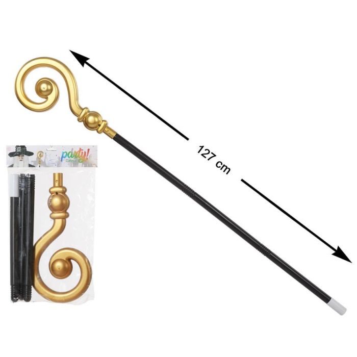 Bastón Espiral Dorado 127 cm Para Personajes Navideños O Fantásticos con Diseño Mágico