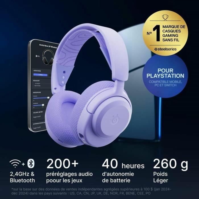 SteelSeries Arctis Nova 3PW Auriculares Gaming Inalámbricos AAATQ08482 - 2.4GHz y Bluetooth - 40h Batería 5